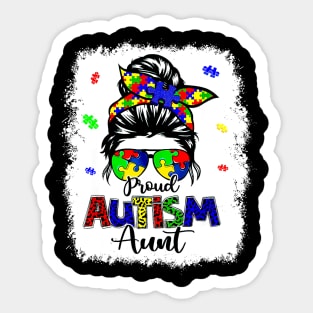 Bleached Messy Bun Proud Autism Aunt Sticker